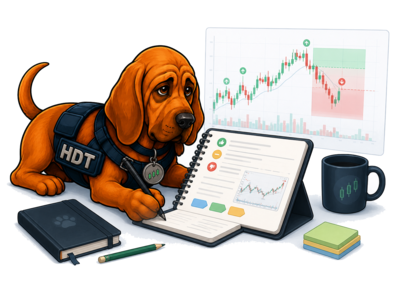 TradeHound journaling and context workflow illustration